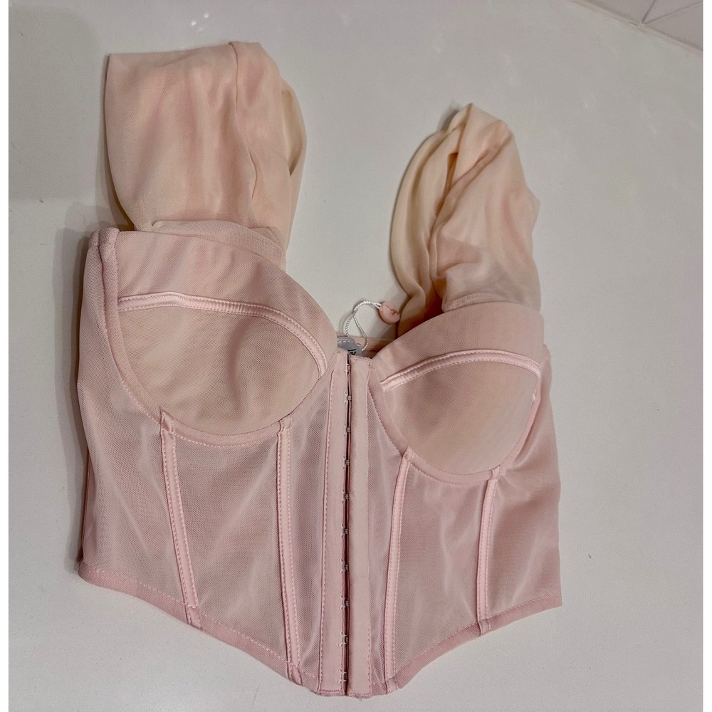 Oh Polly Mesh Corset Top Blush Pink NWT Size 4 / UK 8 - Picture 2 of 4